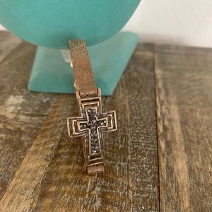 Leather cross bracelet